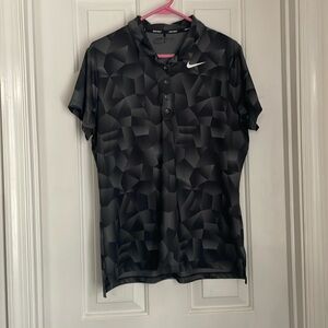 Nike Golf Geometric Black and Gray Polo Collared Shirt